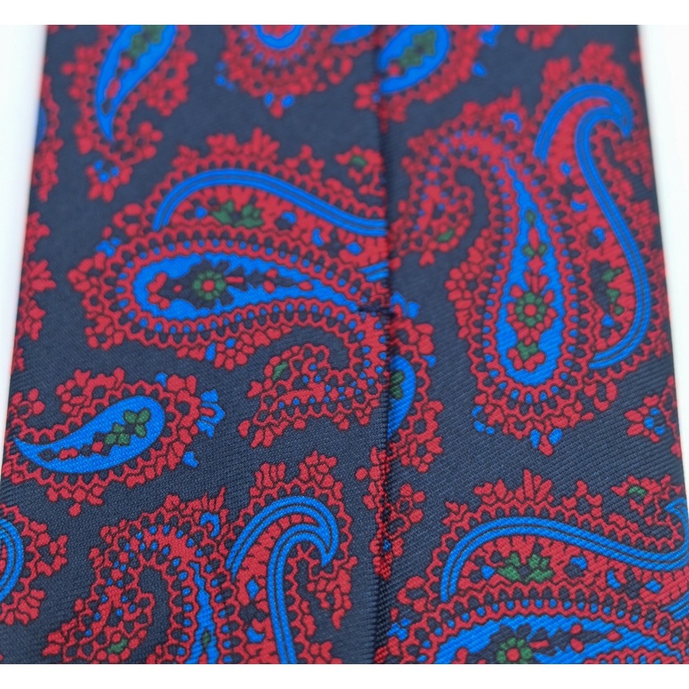 Vintage Turnbull & Asser Neiman Marcus Tie Navy Red Blue Paisley Made in England